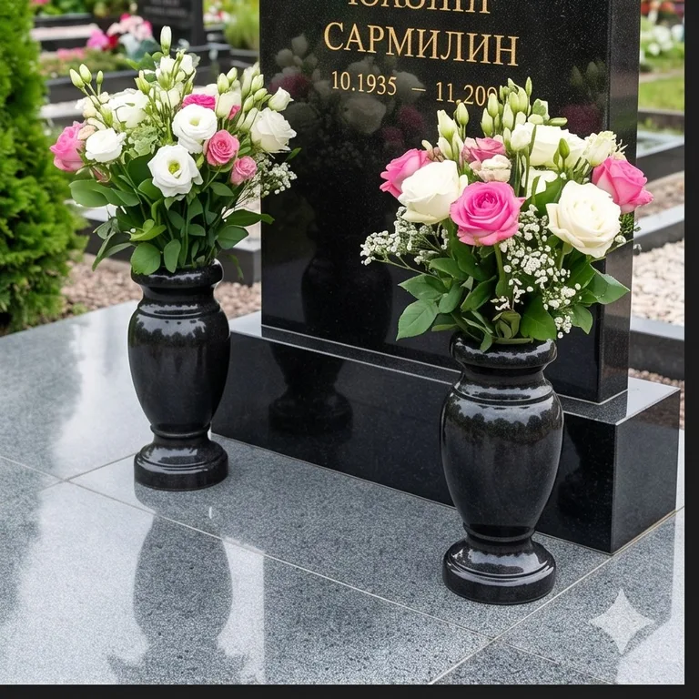 Гранитные вазы для цветов на участке в Красноярске