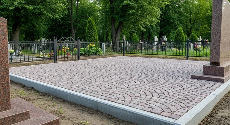 Гранитная плитка ёлочкой на участке, образец ПМ021 в Красноярске