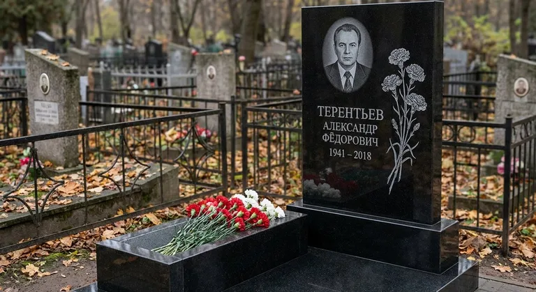 Памятник с гравировкой гвоздик — выполненная работа «Терентьев» в Красноярске