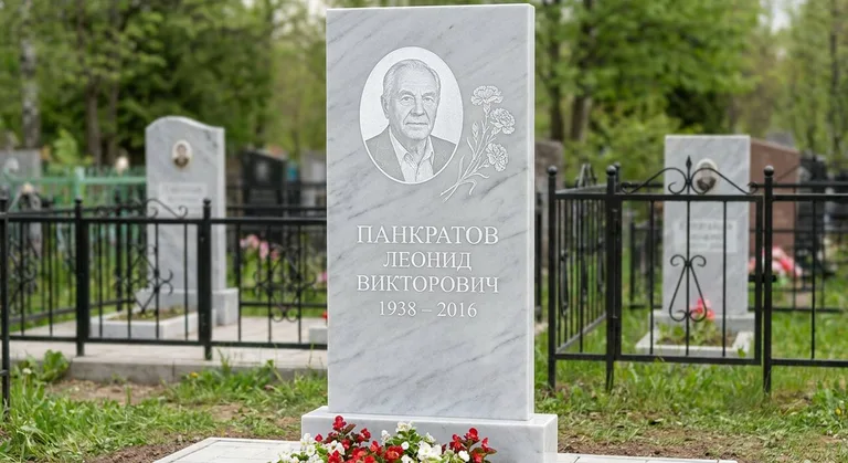 Памятник с гравировкой гвоздик — выполненная работа «Панкратов» в Красноярске