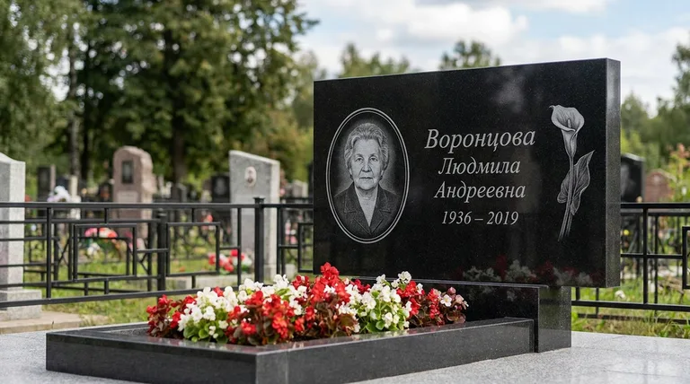 Памятник с гравировкой калл — выполненная работа «Воронцова» в Красноярске