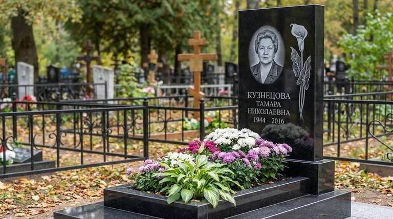 Памятник с гравировкой калл — выполненная работа «Кузнецова» в Красноярске