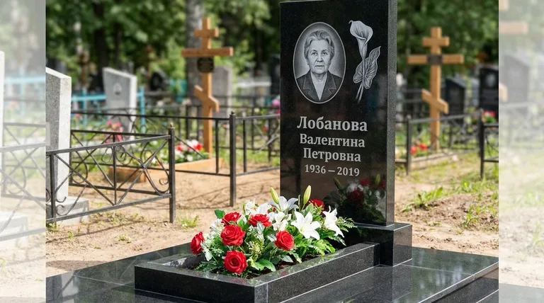 Памятник с гравировкой калл — выполненная работа «Лобанова» в Красноярске