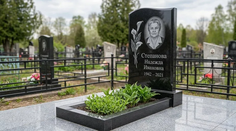 Памятник с гравировкой калл — выполненная работа «Степанова» в Красноярске