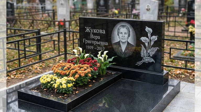Памятник с гравировкой калл — выполненная работа «Жукова» в Красноярске