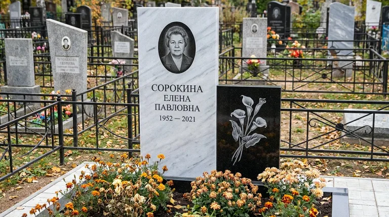 Памятник с гравировкой калл — выполненная работа «Сорокина» в Красноярске