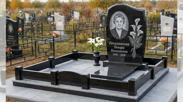 Памятник с гравировкой калл — выполненная работа «Овчинникова» в Красноярске