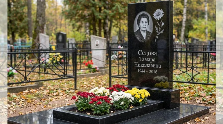 Памятник с гравировкой ромашек — выполненная работа «Седова» в Красноярске