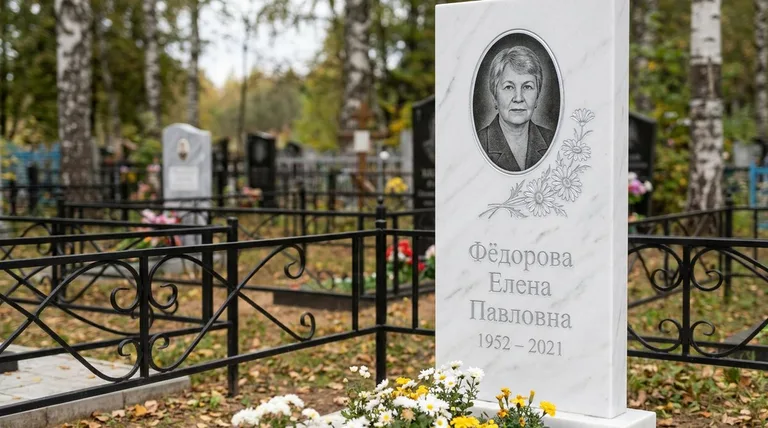 Памятник с гравировкой ромашек — выполненная работа «Фёдорова» в Красноярске