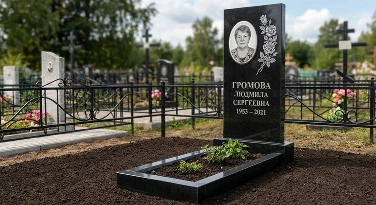 Памятник с гравировкой роз — выполненная работа «Громова» в Красноярске