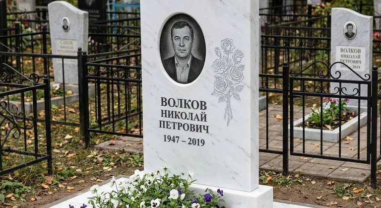 Памятник с гравировкой роз — выполненная работа «Волков» в Красноярске