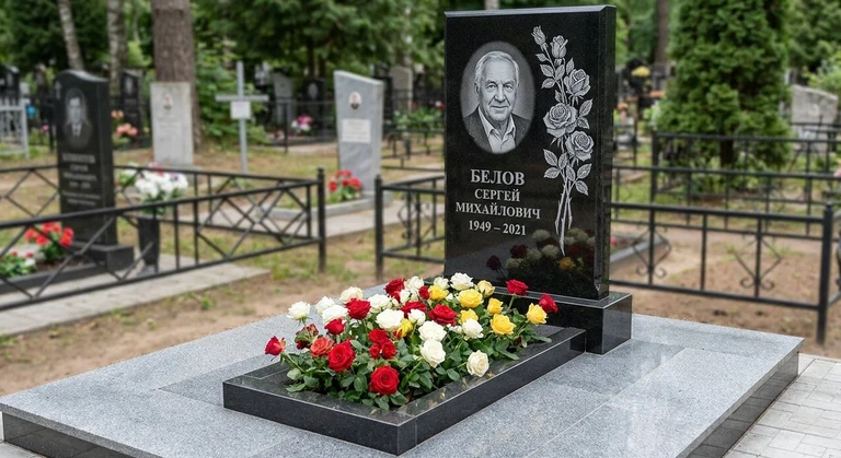 Гравировка цветов на памятник в Красноярске — розы на граните