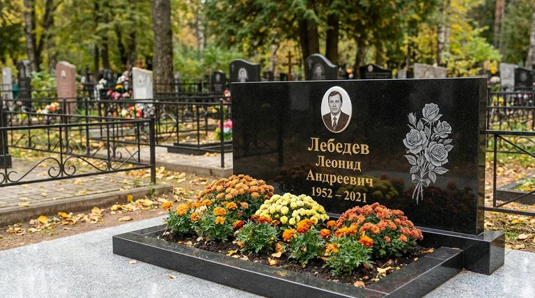 Памятник с гравировкой роз — выполненная работа «Лебедев» в Красноярске