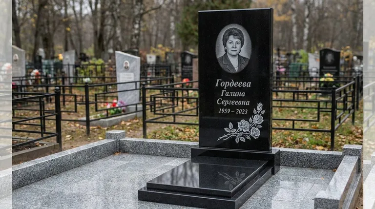 Памятник с гравировкой роз — выполненная работа «Гордеева» в Красноярске
