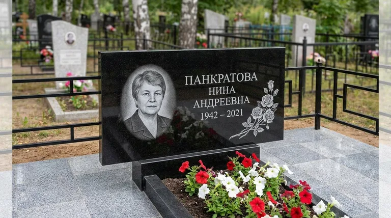 Памятник с гравировкой роз — выполненная работа «Панкратова» в Красноярске