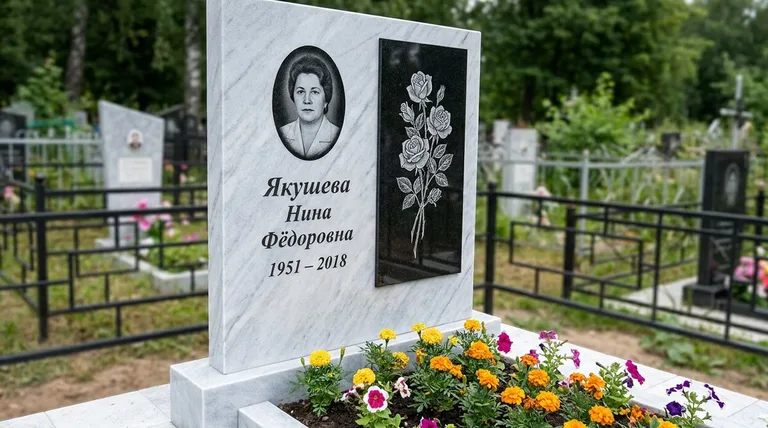 Памятник с гравировкой роз — выполненная работа «Якушева» в Красноярске