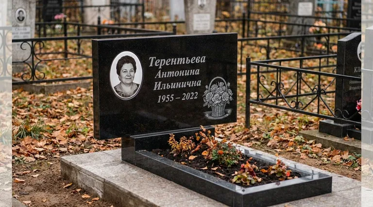Памятник с гравировкой роз — выполненная работа «Терентьева» в Красноярске
