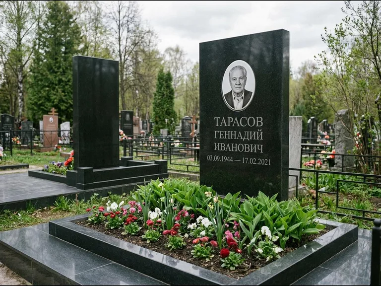 Керамический портрет на габбро-диабазе в Красноярске