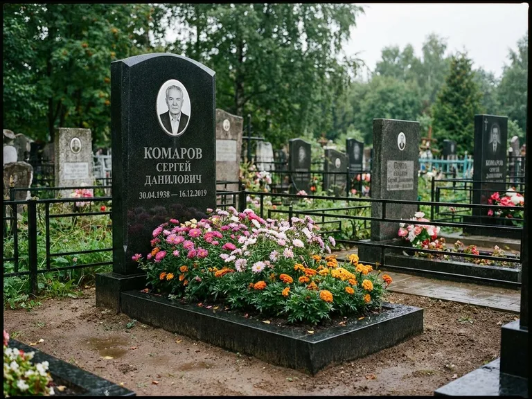 Портрет на керамике — семейный памятник в Красноярске