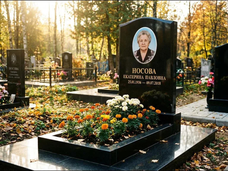 Керамический портрет мужчины на чёрном граните в Красноярске
