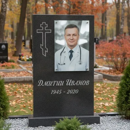 Портрет на стекле 180×240 мм на чёрной стеле в Красноярске