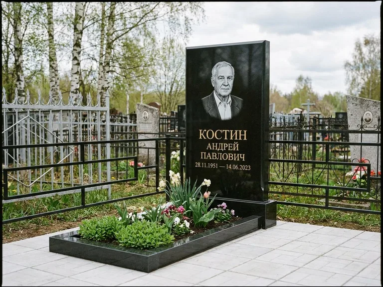 Гравировка портрета на чёрном граните — выполненная работа 15 в Красноярске