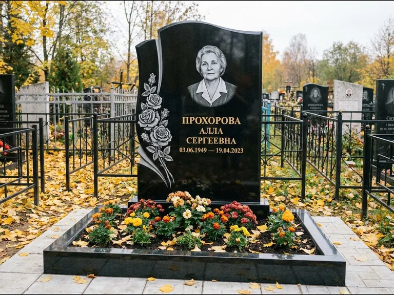 Гравировка портрета на чёрном граните — выполненная работа 20 в Красноярске
