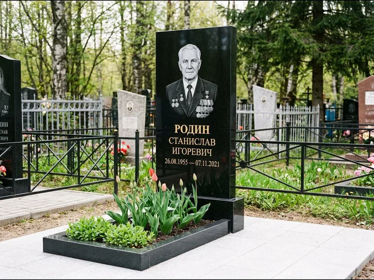 Гравировка портрета на чёрном граните — выполненная работа 21 в Красноярске