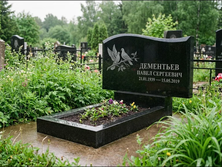 Памятник с гравировкой голубей — гравировка голубей, работа «Дементьев» в Красноярске