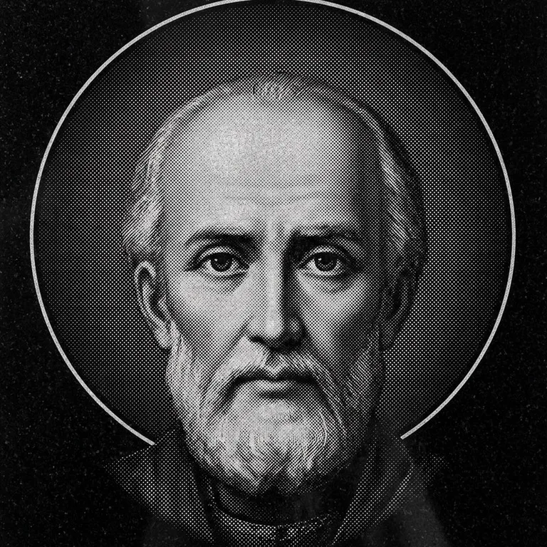 Эскиз иконы: Николай Чудотворец (полутон) — объёмный лик святителя, гравировка на памятник в Красноярске