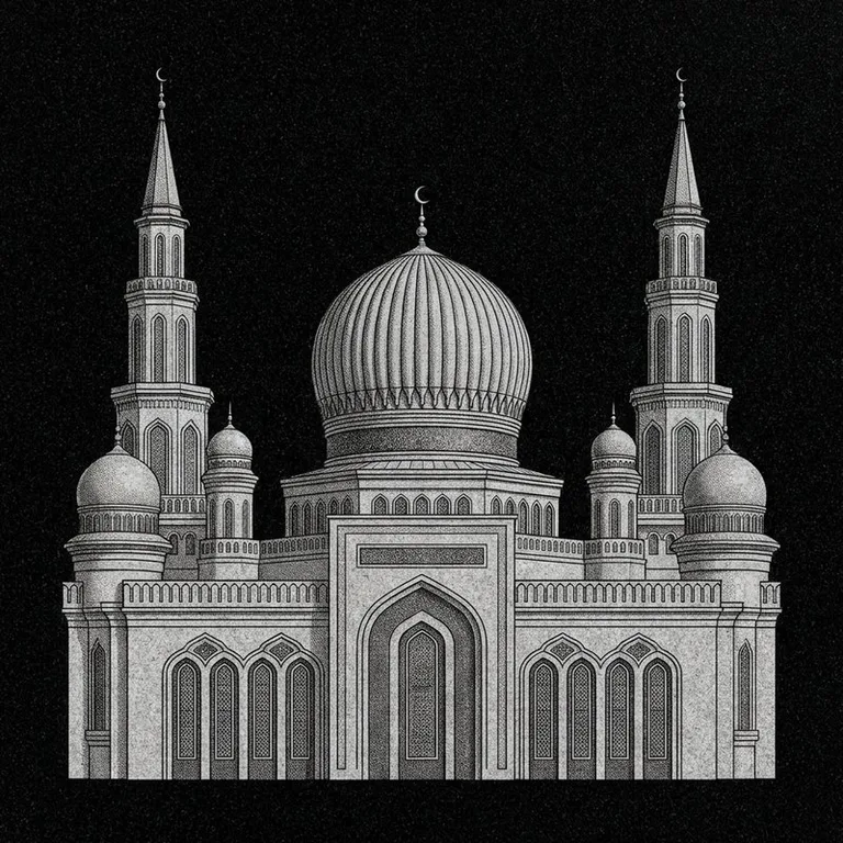 Эскиз: Соборная (фотореализм) — ребристый купол и минареты в Красноярске
