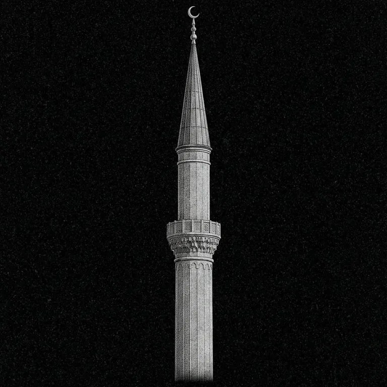 Эскиз: Минарет (фотореализм) — одиночный минарет с полумесяцем в Красноярске