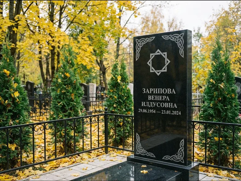 Мусульманский памятник — руб аль-хизб с восточной плетёнкой, работа «Зарипова» в Красноярске