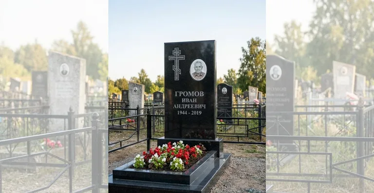 Памятник с цветником, Памятники мастерской «Мастер Каменев» на кладбищах Уфы