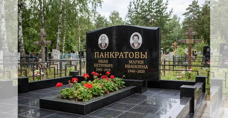 Гранитный памятник с портретом, Памятники мастерской «Мастер Каменев» на кладбищах Уфы