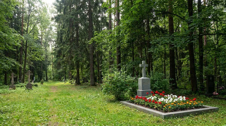 Гранитный памятник на Северном кладбище в Новосибирске