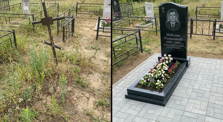 Памятник под ключ: запущенная могила до и ухоженный мемориал после в Красноярске