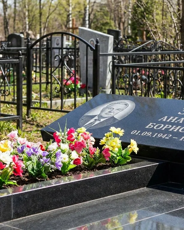 Премиум памятник под ключ с мощением и оградой в Красноярске