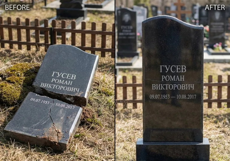 Склейка расколотого памятника: до и после в Красноярске