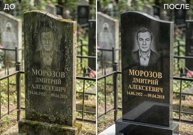 Пакет Косметическая реставрация памятника — мойка, полировка, подкраска надписей