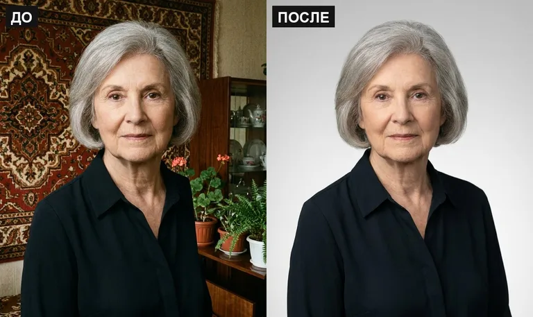 Ретушь фото на памятник — замена фона: до и после в Красноярске