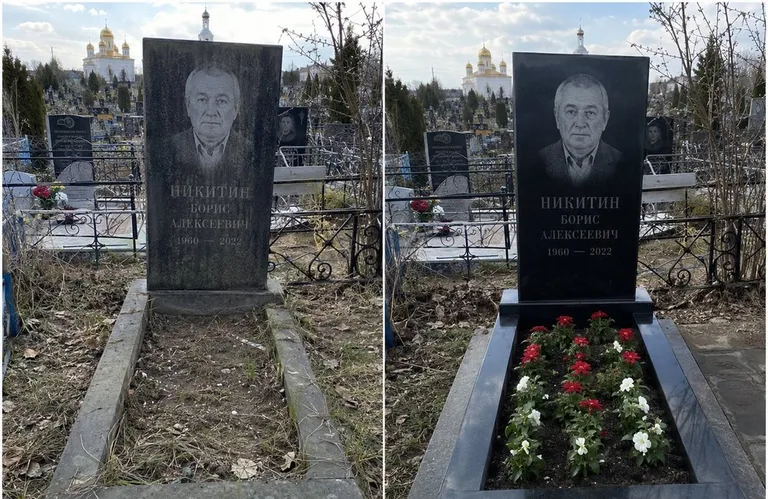 Диптих №3: покраска оградки и прополка цветника с тюльпанами — до и после в Красноярске
