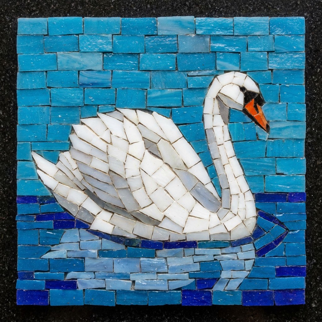 Мозаика на памятник: лебедь — белый лебедь на воде