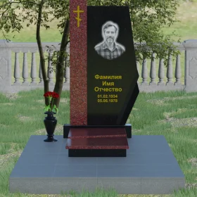 Православный гранитный вертикальный памятник с крестом - П008