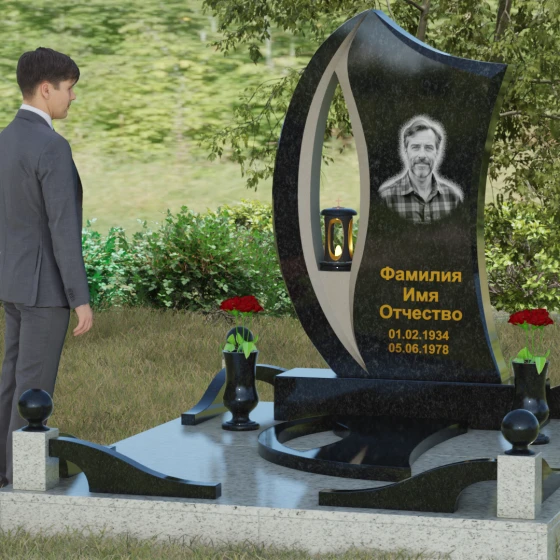 Гранитный памятник с каплевидным отверстием, гранит Габбро-диабаз, вид 4