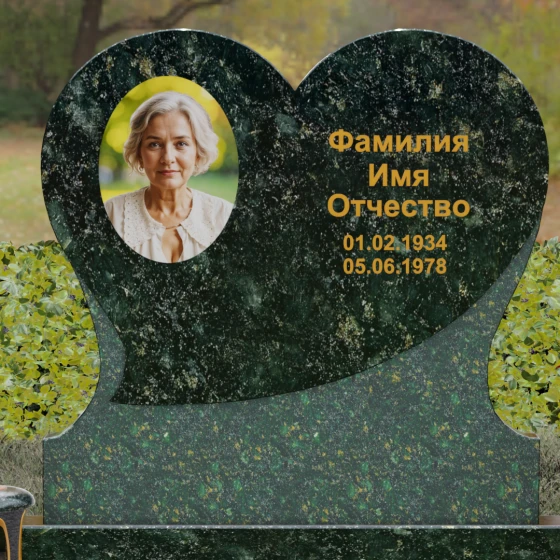 Мемориальный комплекс «Сердце» из гранита, гранит Балтик грин