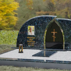Комбинированный горизонтальный памятник с крестом - П116
