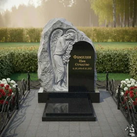 Элитный вертикальный памятник из гранита для одного - ПН167