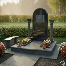Гранитный мемориальный комплекс для двоих с крестом - ПН169