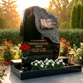 Элитный комбинированный памятник для двоих - ПН195